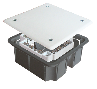 Коробка развет. СП  92х92х40мм (сплошные стены) с крышкой на винтах (колодка 16А) E.p.plast белая