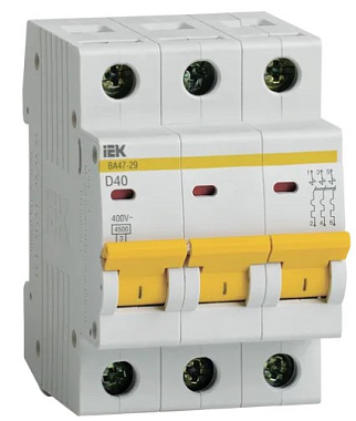 Автоматический выключатель 3P  40А (D)  4,5kA ВА 47-29 IEK