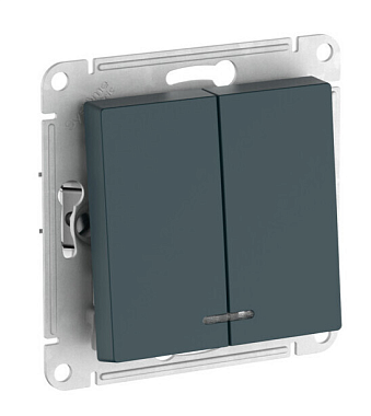 Выключатель 2 СП 10АХ с подсв. сх.5а механизм безвинт. зажим SE AtlasDesign изумруд