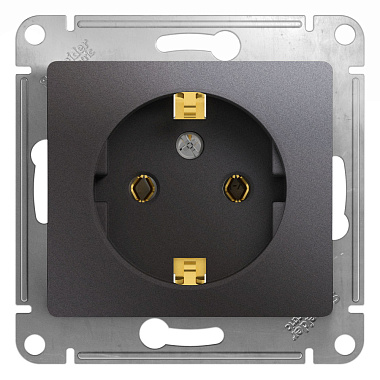 Розетка с заземлением 1 СП 16А механизм SE Glossa Графит