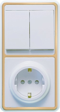 Блок комб. СП (2кл + 1роз с з/к з/шт) Кунцево-Электро Бэлла белый (золотая вставка)