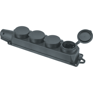 Колодка 4-гн. с з/к с крышкой 16А IP44 (каучук) 250В 2P+PE Navigator 61 373