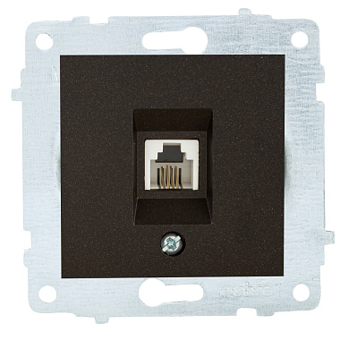 Розетка 1 СП телефонная RJ11 механизм Ovivo черный металлик