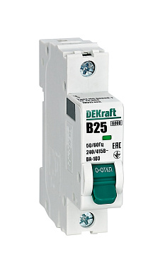 Автоматический выключатель 1P  25A (B) 6,0kA ВА103 DEKraft