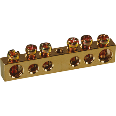 Шина PEN "ноль-земля" (6x9мм)  6 отв. латунь крепеж по центру Navigator 71 743