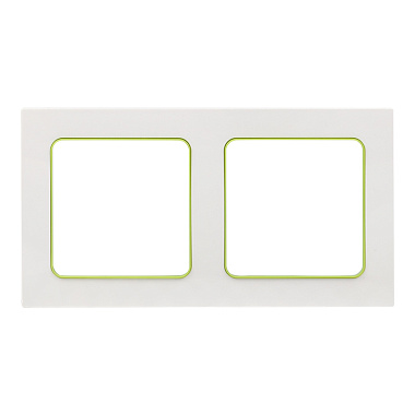 Рамка 2-постовая EKF Стокгольм белая с зеленой линией