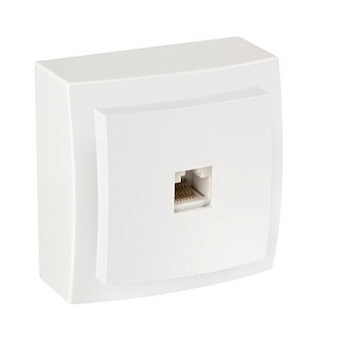 Розетка 1 ОП комп. RJ45 кат.5e Nilson Themis Naturel белая