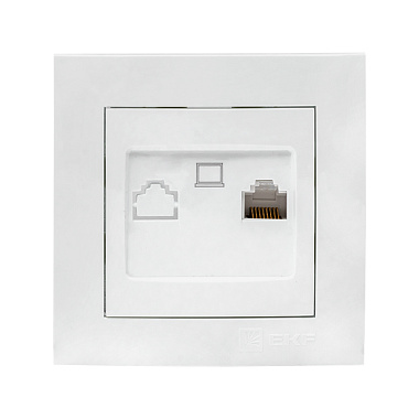 Розетка 1 СП комп. RJ45 кат.5e EKF Валенсия белый