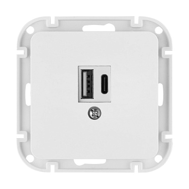 Розетка 1 СП USB A+тип-С 3А механизм Bylectrica Astrum белый