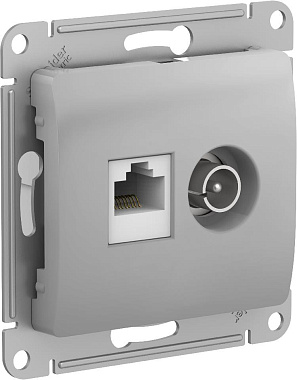 Розетка 1 СП TV+комп.RJ45 кат.5е механизм SE Glossa алюминий