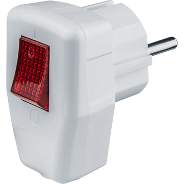 Вилка угловая с/з белая 16А 250В с выключателем Navigator 61 364