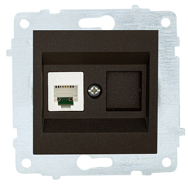 Розетка 1 СП комп. RJ45 кат.6 механизм Ovivo черный металлик