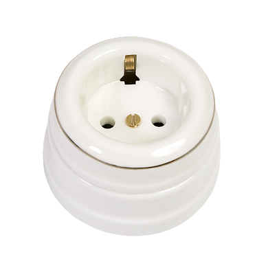 Розетка с заземл. конт. МезонинЪ платина на белом