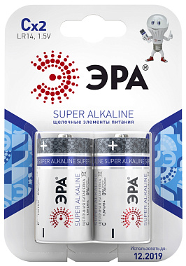 Элемент питания ЭРА LR14-2BL SUPER Alkaline C0038444