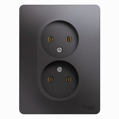 Розетка 2 СП 16А SE Glossa графит