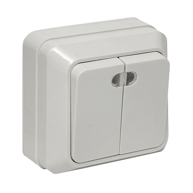 Выключатель 2 ОП 10А с индикатором EKF Рим белый