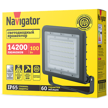 Прожектор светодиодный 100Вт 4000K IP65 14200Лм черный Navigator 80 673