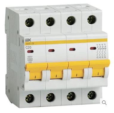 Автоматический выключатель 4P  20A (D) 4,5kА ВА 47-29 IEK