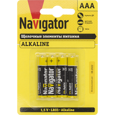 Элемент питания (AAA) щелочной LR03 Alkaline 1,5V 4BL Navigator 61 462