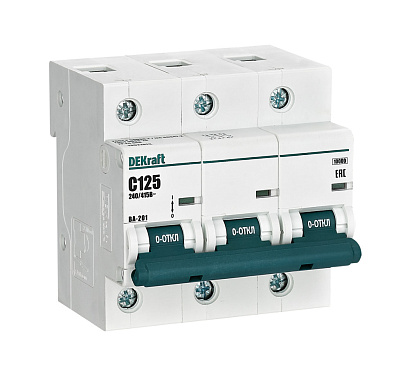 Автоматический выключатель 3P 125A (C) 10kA ВА201 DEKraft