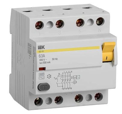 УЗО 4P  63А 300мА 4,5кА ВД1-63 IEK
