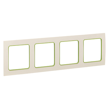 Рамка 4-постовая EKF Стокгольм белая с зеленой линией