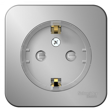 Розетка с заземлением 1 ОП 16А с з/шт (изол.пл.) компакт SE Blanca алюминий