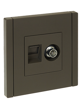 Розетка 1 СП TV+комп.RJ45 кат.5е IEK FP336 Forte&Piano серый