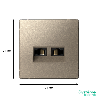 Розетка 1 СП комп. RJ45+RJ45 кат.6а механизм SE ArtGallery шампань