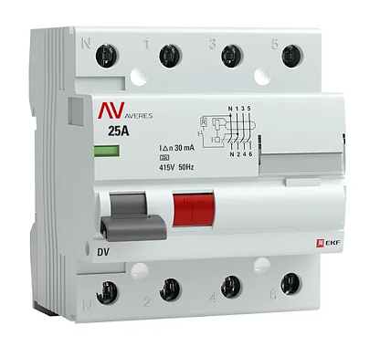 Диф. автомат 4P 20А  30мА (А) DV EKF Averes