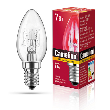 Лампа накаливания Е14  7Вт 220В для ночников Camelion DP-704