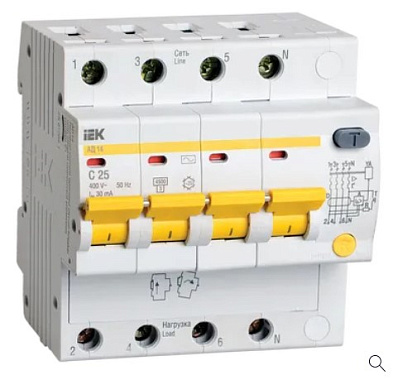 Диф. автомат 4P 25A  30мА х-ка C АД-14 IEK