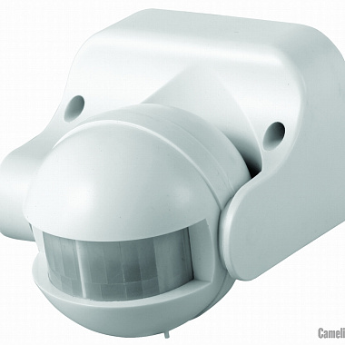 Датчик движения Camelion белый, электронный сенсор включения освещения, настенный, 180*