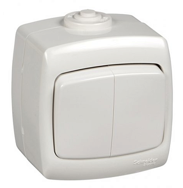 Выключатель 2 ОП IP44 10АХ SE Этюд белый
