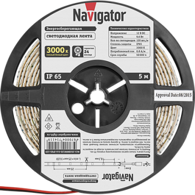 Лента светодиодная 3528  9,6Вт IP65 12V теплый белый 3000К Navigator 71 411