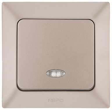 Выключатель 1 СП 10А с подсв. Ne-ad Aras бронза