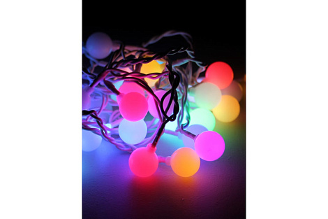 Гирлянда 100Ball_RGB Шарики1см  100 LED зел. проводом  8 м+1,5м Космос