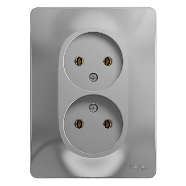 Розетка 2 СП 16А SE Glossa алюминий