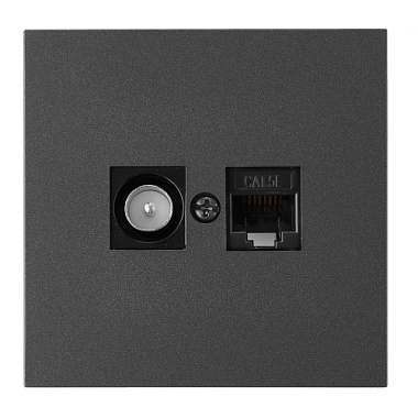 Розетка 1 СП TV+комп.RJ45 кат.5е механизм Bylectrica Carre графит