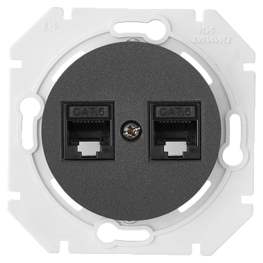 Розетка 1 СП комп. RJ45+RJ45 кат.5е механизм Bylectrica Прованс графит