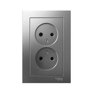 Розетка 2 СП 16А SE AtlasDesign сталь