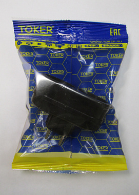 Двойник универсальный  6А 250В черный Toker (инд.упак)