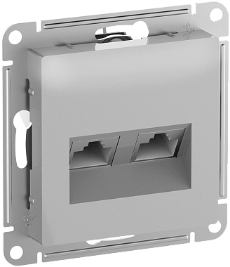 Розетка 1 СП комп. RJ45+RJ45 кат.6а механизм SE AtlasDesign алюминий