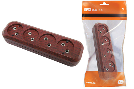 Корпус удлинителя 4 гнезда б/з 10А 250В TDM бук