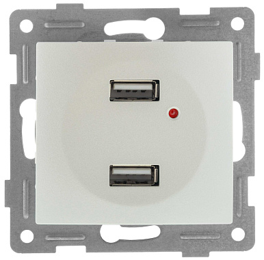 Розетка 1 СП USB А+А 2,1А механизм Gusi Electric Ugra жемчуг