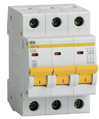 Автоматический выключатель 3P  20A (C) 4,5kA ВА 47-29 IEK
