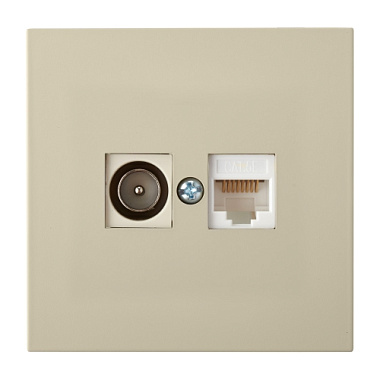 Розетка 1 СП TV+комп.RJ45 кат.5е механизм Bylectrica Carre бежевый