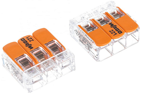 Зажим безвинтовой 3х(0,5-6,0) с рычагами 221-613 Wago