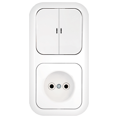 Блок комб. СП (2кл с подсв. + 1роз) Bylectrica Гармония белый