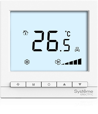 Термостат комнатный цифровой, для 2тр 3ск FCU и 2-поз.клап, 1UI 4DO Modbus бел ~230В BS
